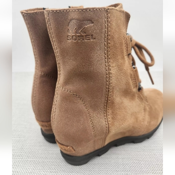 Sorel Size 4 Youth Hidden Wedge Boot Joan Of Arctic Il Camel Brown Suede - Picture 8 of 14